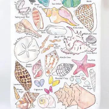 Seashell Beach Tea Towel