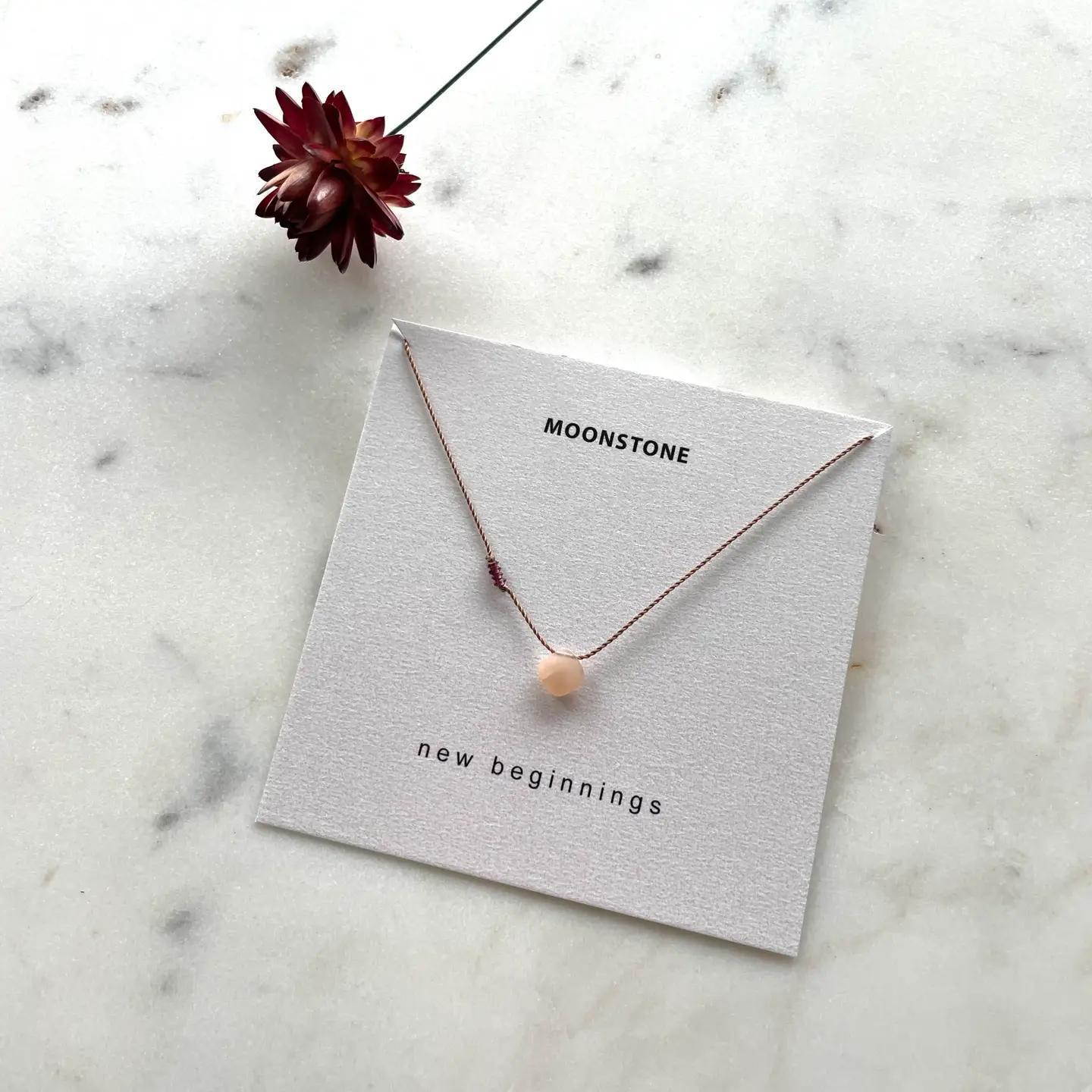 Peach Moonstone Nylon Necklace