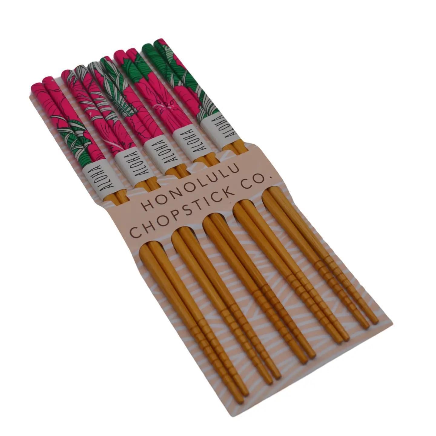 Magenta Hibiscus Reusable Chopstick Set