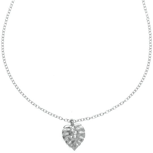 Monstera Leaf Silver Necklace