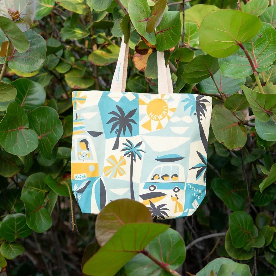 Island Life Canvas Beach Tote