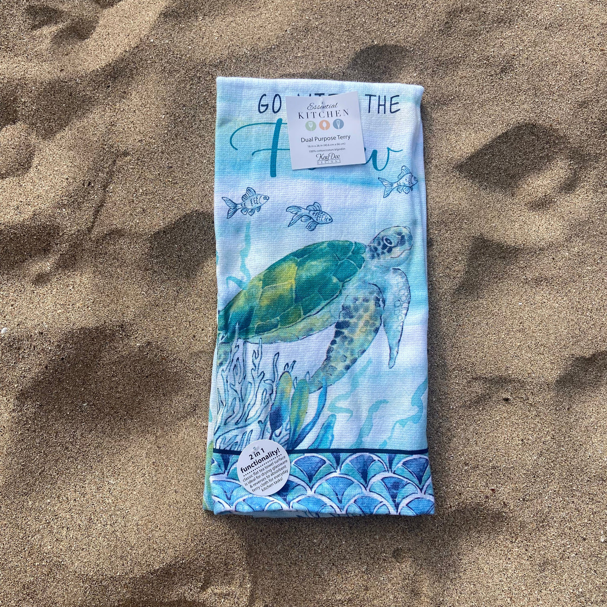 Go With The Flow Turtle Terry Cloth Towel