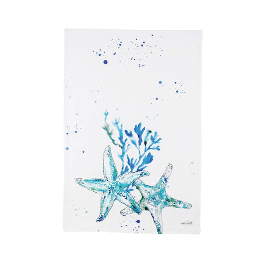 Coastal Starfish Watercolor Kitchen Towel