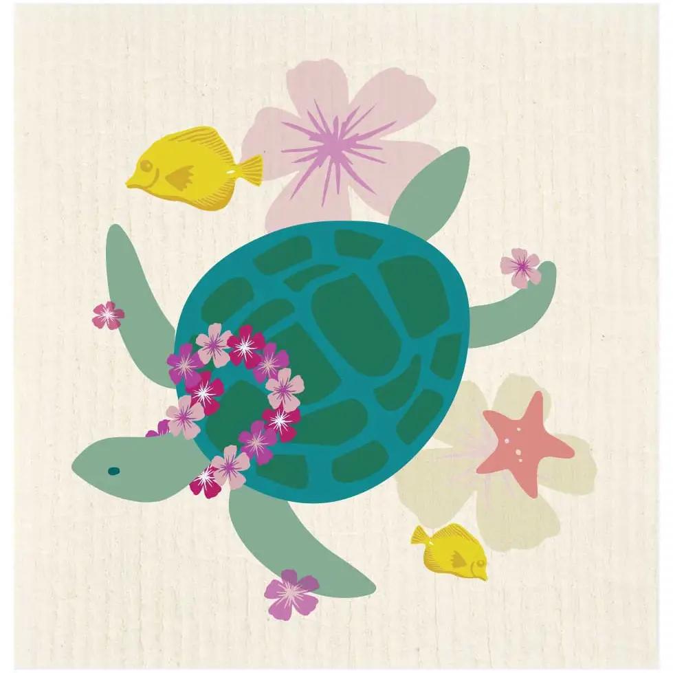 Swimming Turtle With Lei Swedish Cloth