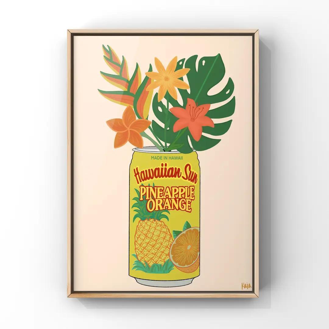 Pineapple Orange Hawaiian Sun Art Print Copy