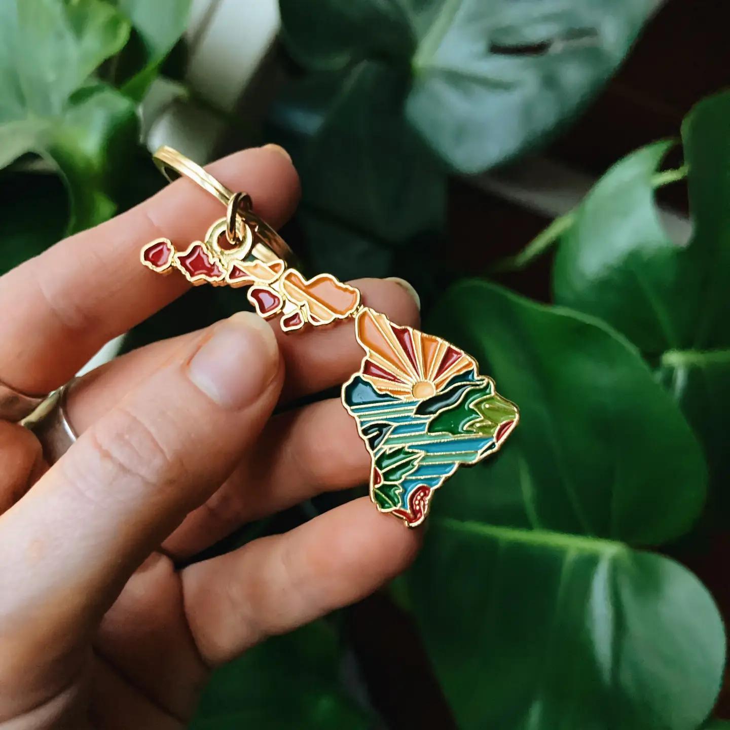 Hawaii God Enamel Keychain