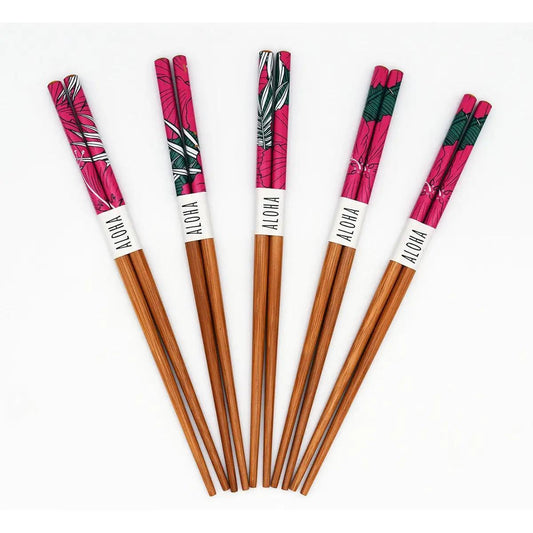 Magenta Hibiscus Reusable Chopstick Set