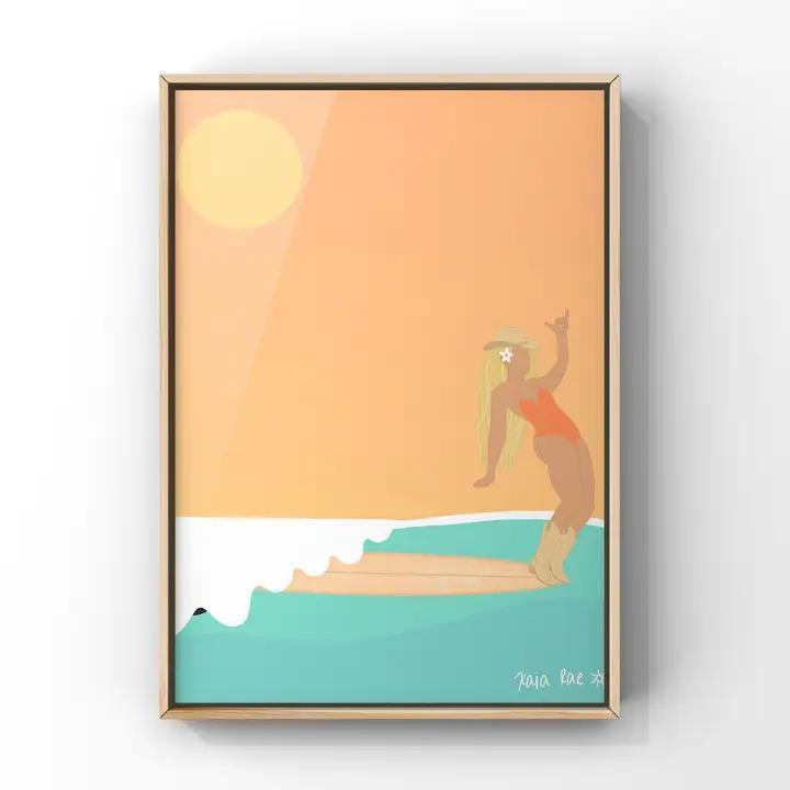 Hang Ten Cowgirl Surfer Art Print
