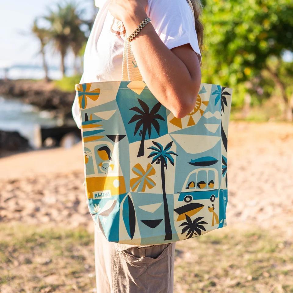 Island Life Canvas Beach Tote