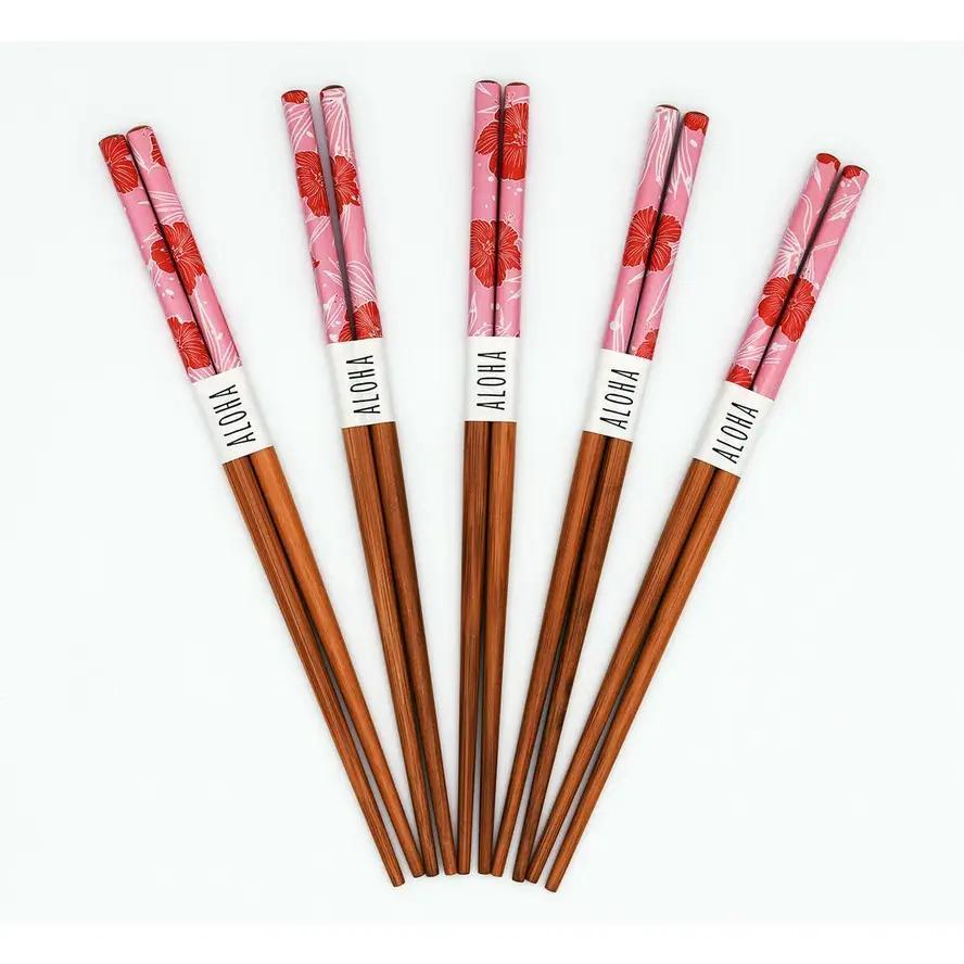 Red Hibiscus Reusable Chopstick Set