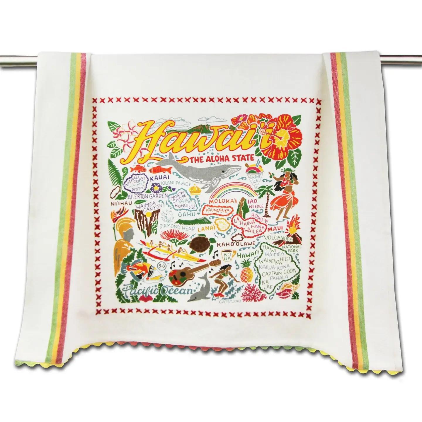 Hawaiian Isles Embroidered Dish Towel