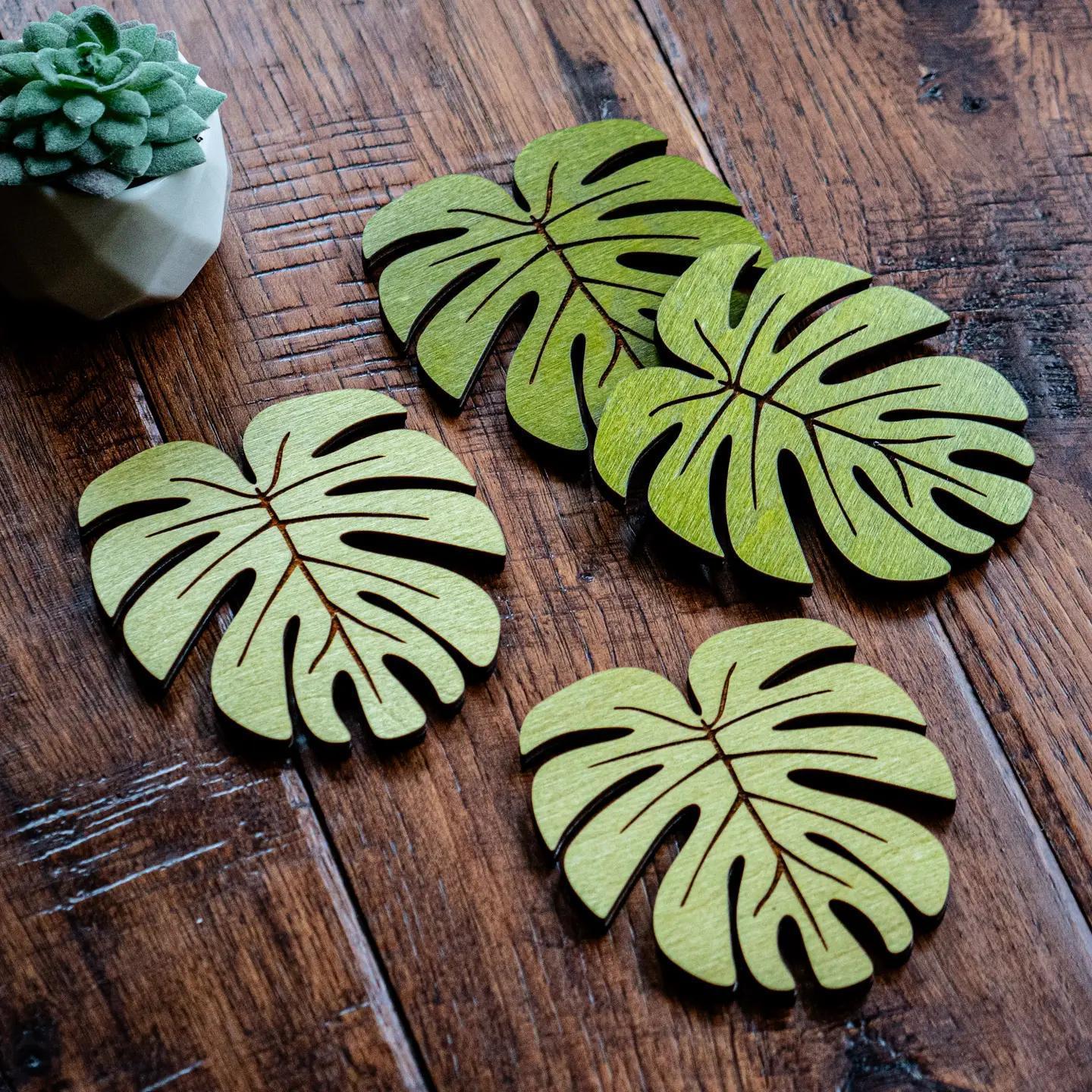 Monstera Leaf Wood Coaster