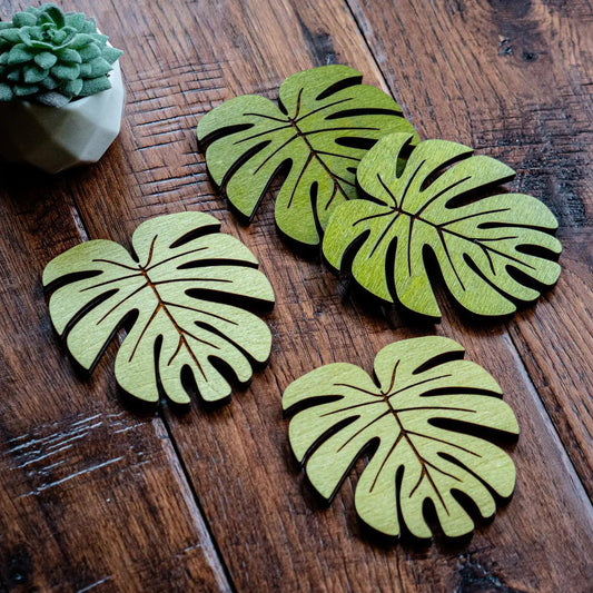 Monstera Leaf Wood Coaster