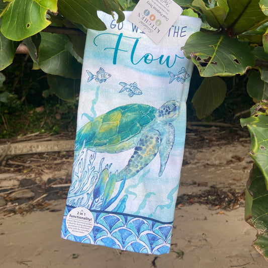 Go With The Flow Turtle Terry Cloth Towel