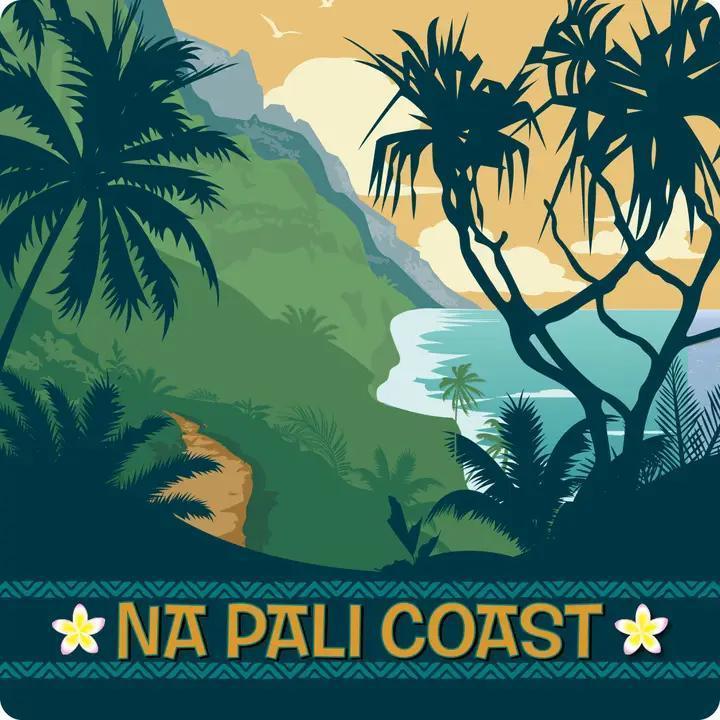 Na Pali Coast Wood Coaster