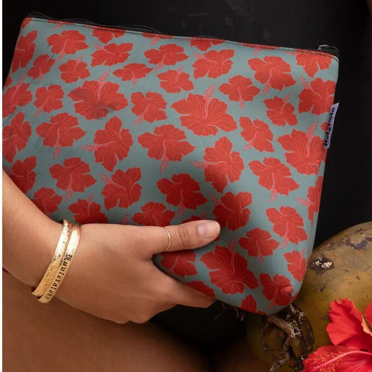 Hibiscus Neoprene Pouch 12x9