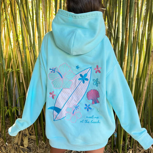 Lagoon Aqua Surfboard Hoodie