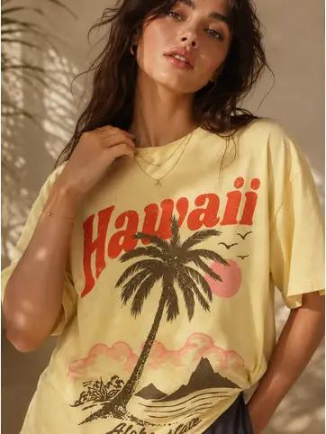 Hawaii Sunset Palm Tee