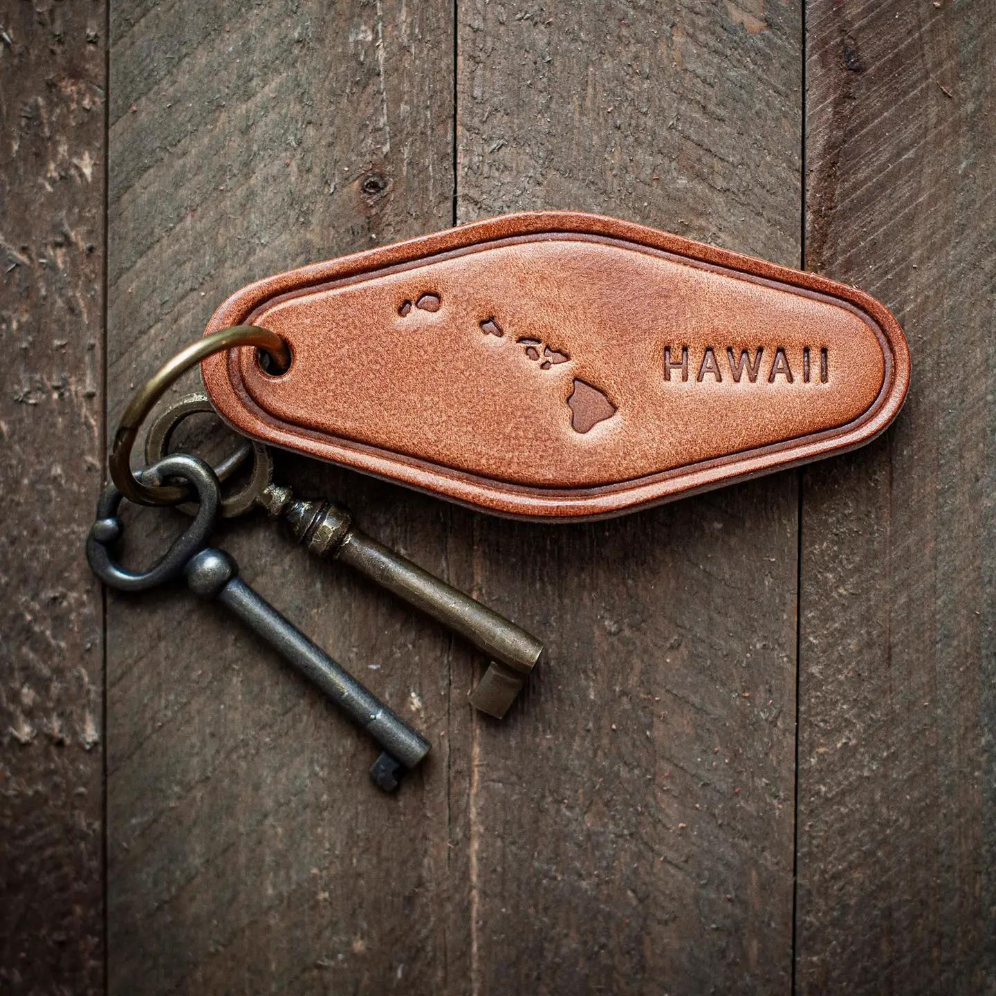 Motel Hawaii Leather Keychain