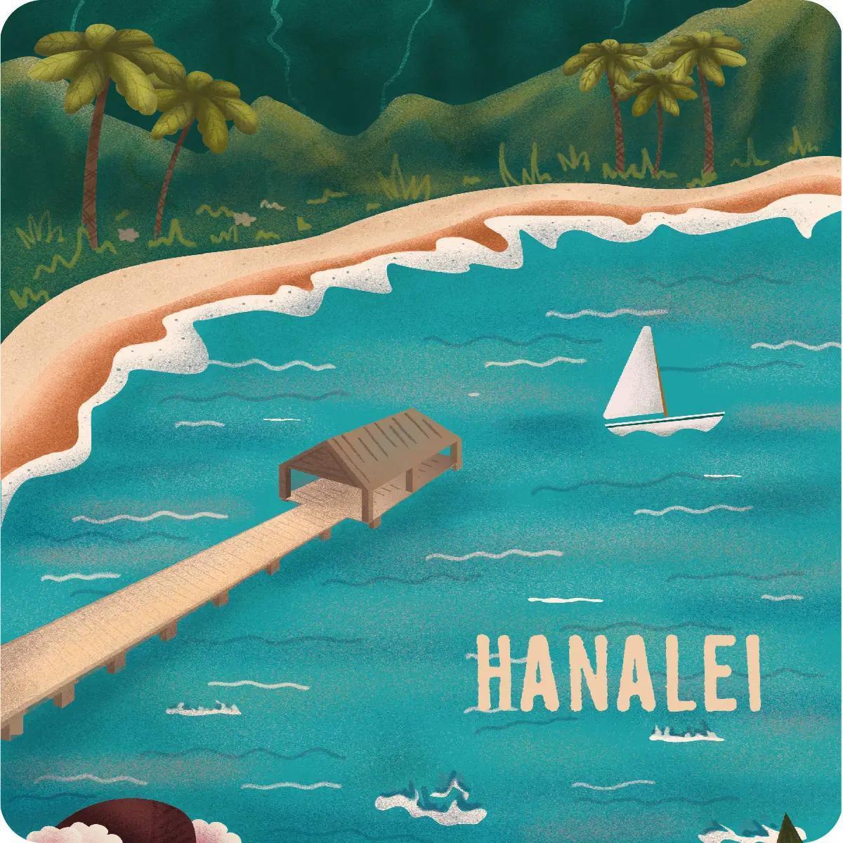 Hanalei Bay Sail Wood Coaster