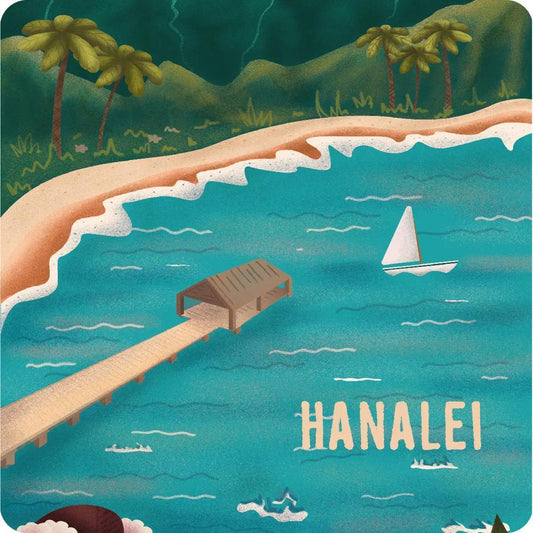Hanalei Bay Sail Wood Coaster