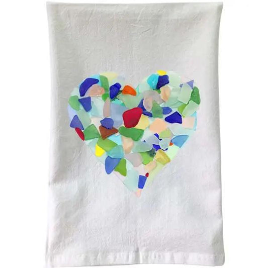 Sea Glass Heart Kitchen Towel