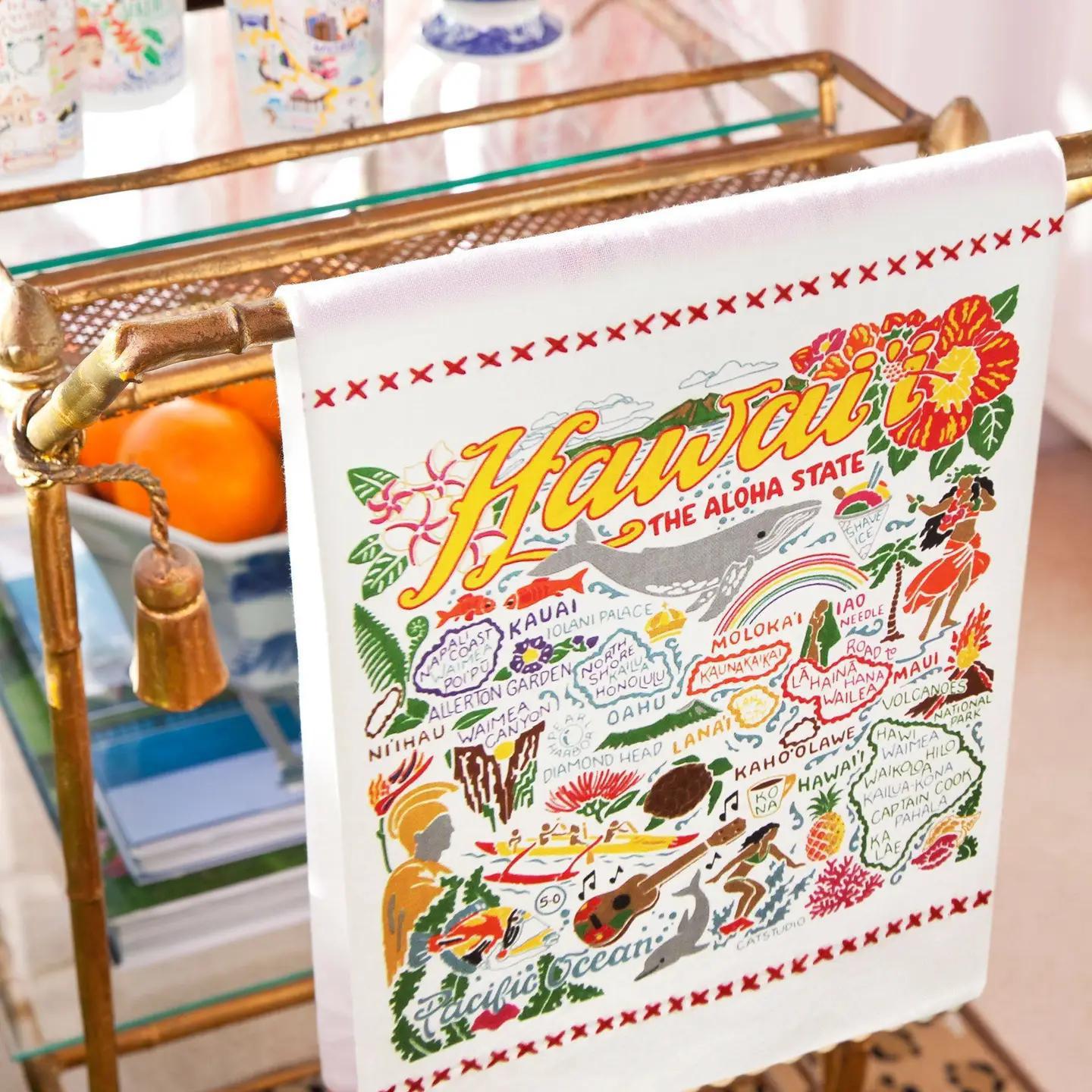 Hawaiian Isles Embroidered Dish Towel