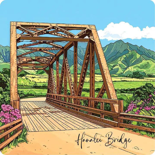 Hanalei Bridge Wood Coaster