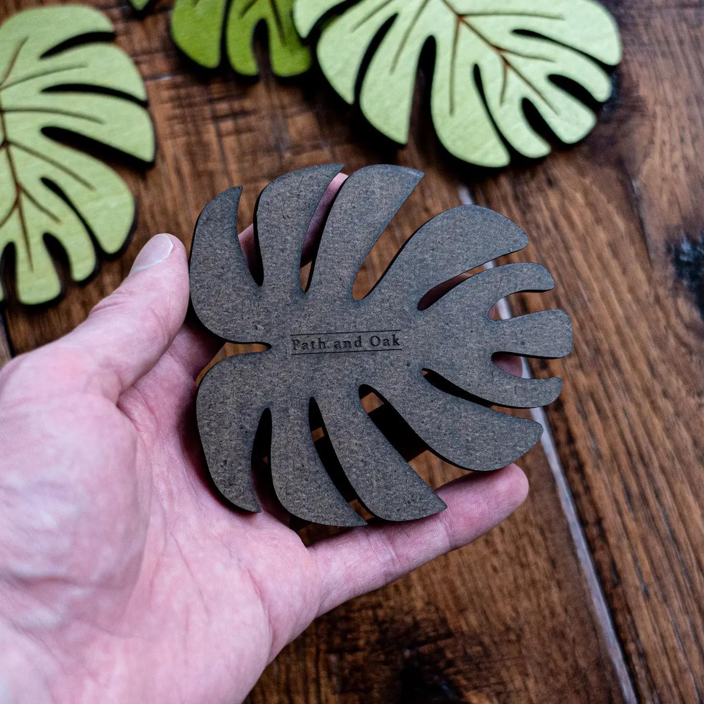 Monstera Leaf Wood Coaster
