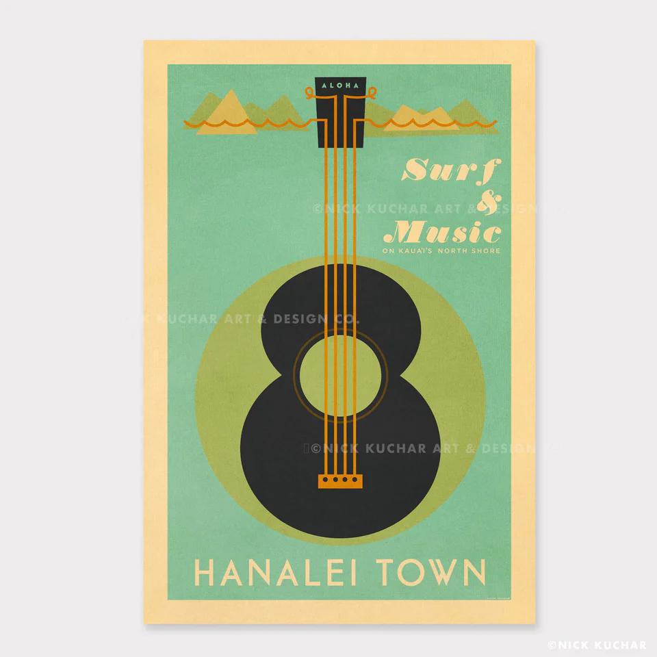 Hanalei Town Travel Print