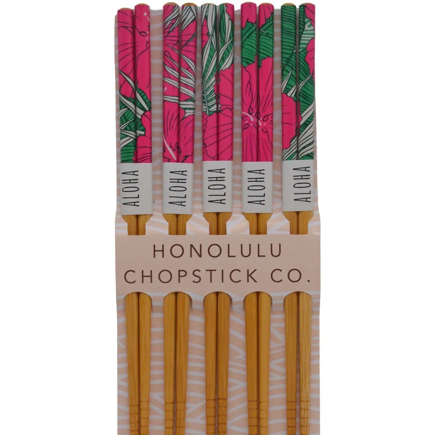 Magenta Hibiscus Reusable Chopstick Set
