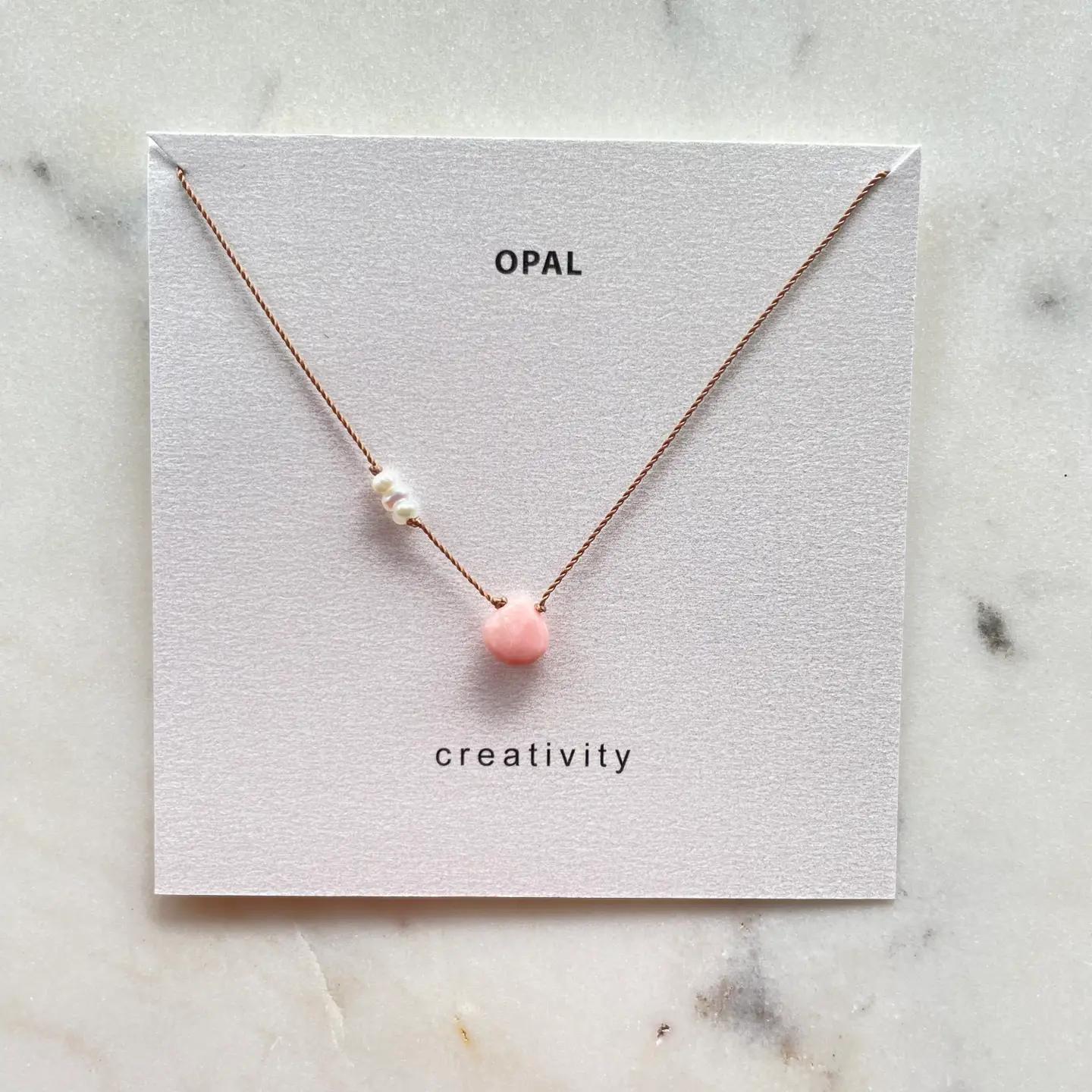 Pink Opal Nylon Necklace