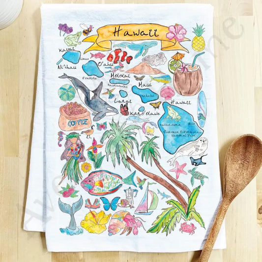 Hawaii State Map Tea Towel
