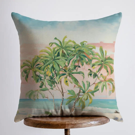 Sunset Beach Tree Pillow
