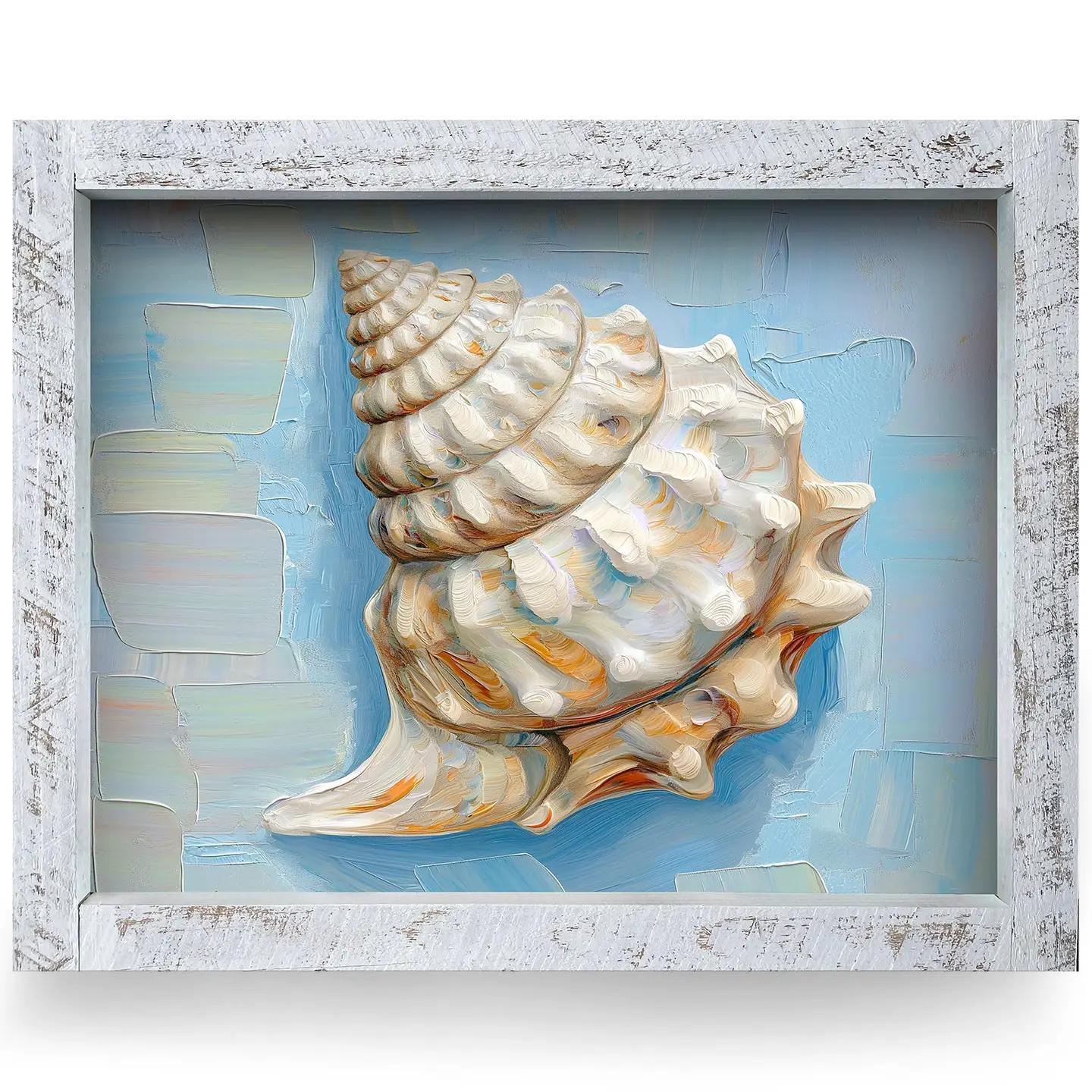 Pretty Coastal Shell Wood Framed Art