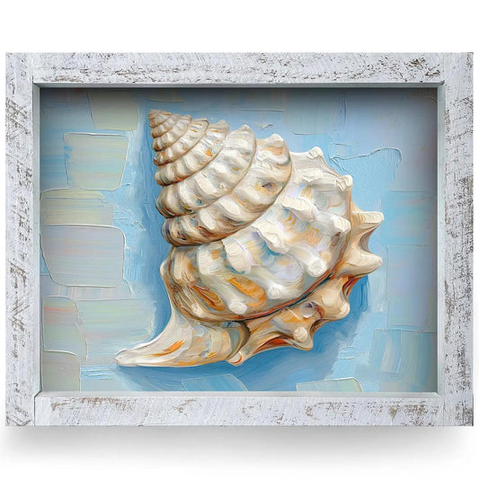 Pretty Coastal Shell Wood Framed Art