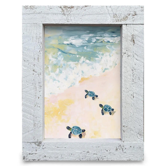 Baby Sea Turtle Wood Framed Art