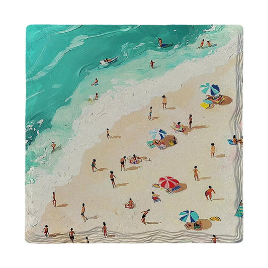Colorful Busy Beach Coaster