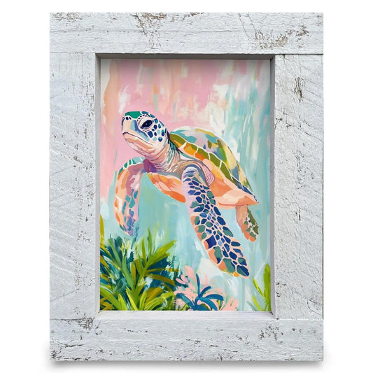 Pastel Sea Turtle Wood Framed Art