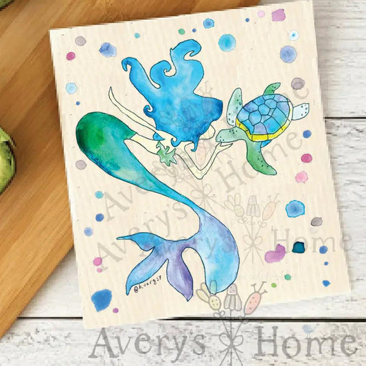 Mermaid & Turtle Swedish Dish Cloth