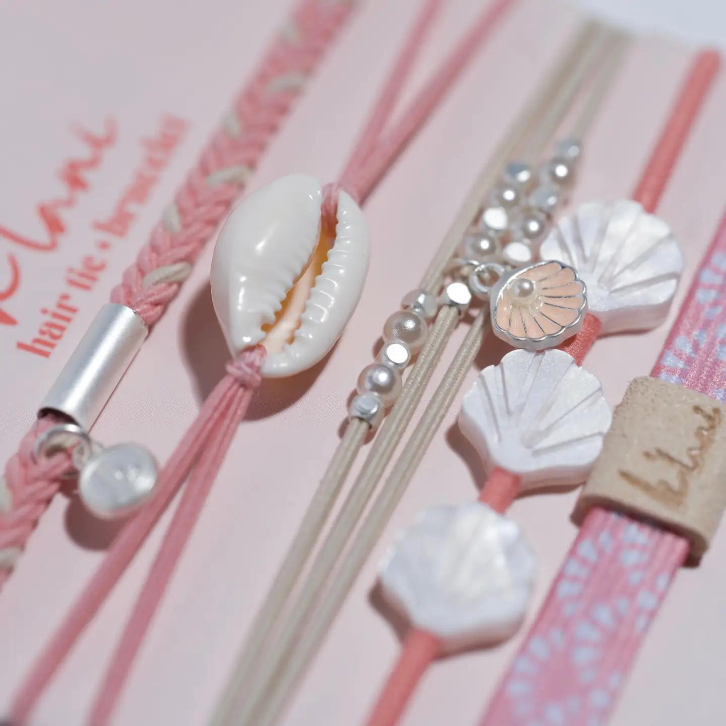 Shimmer Shell Hair Tie Bracelets