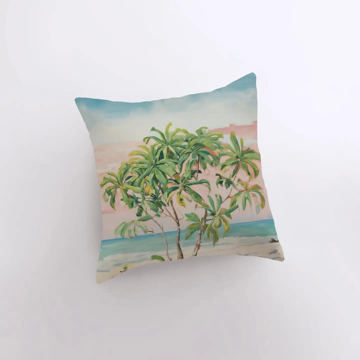 Sunset Beach Tree Pillow