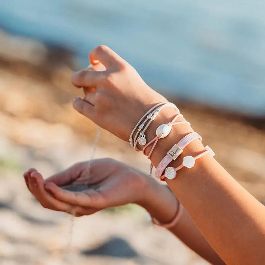 Shimmer Shell Hair Tie Bracelets