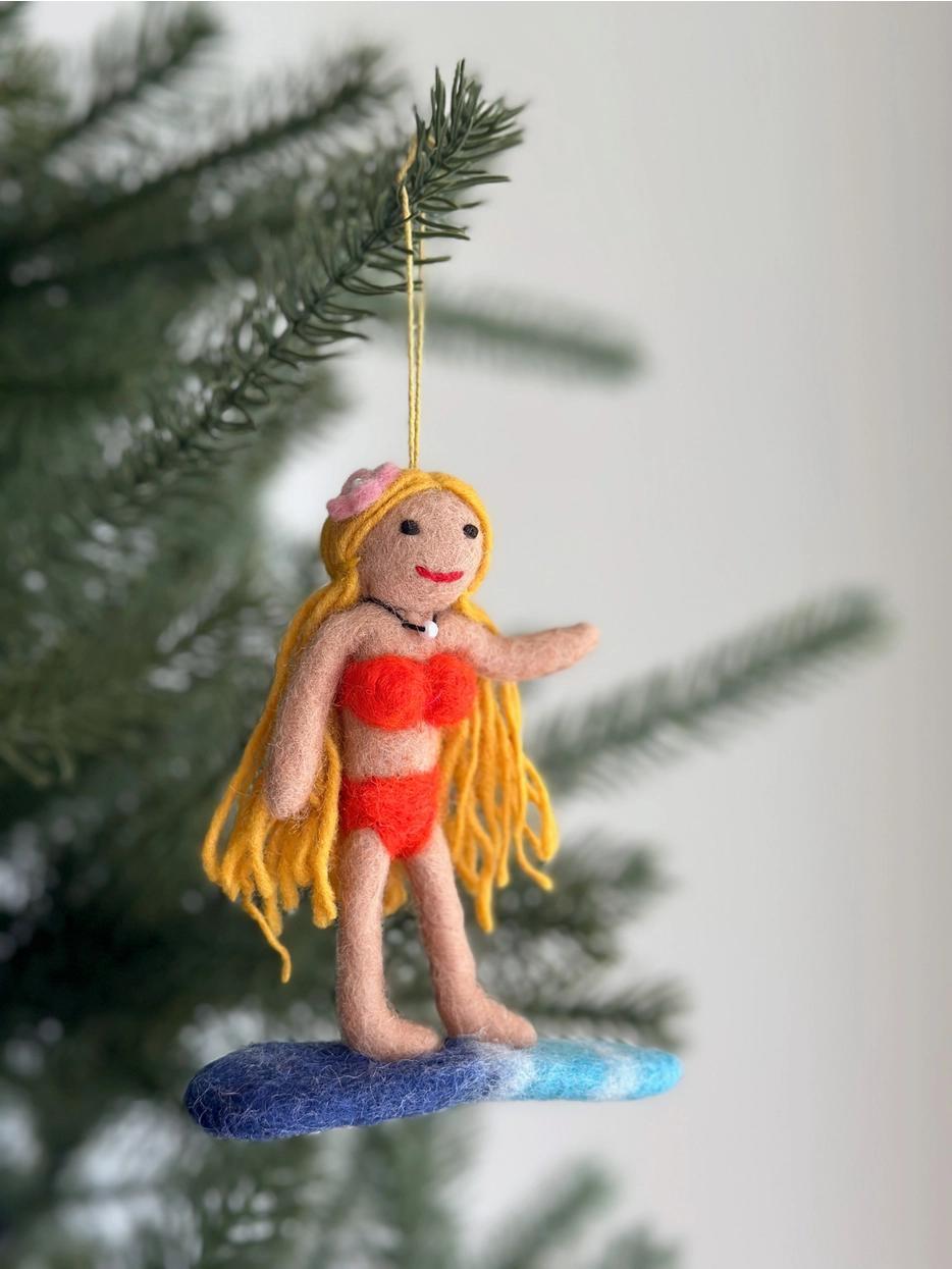 Surfer Girl Felt Ornament