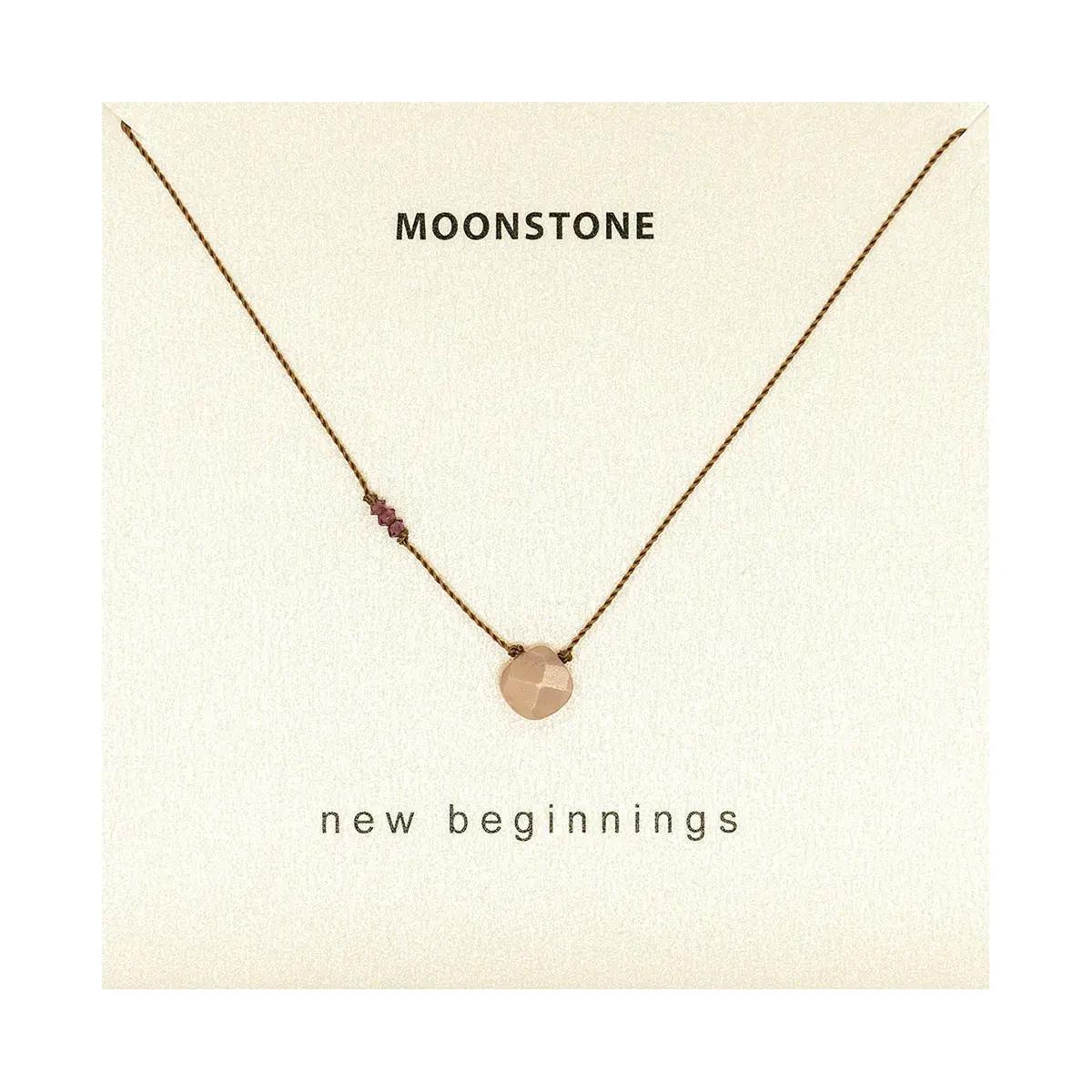 Peach Moonstone Nylon Necklace