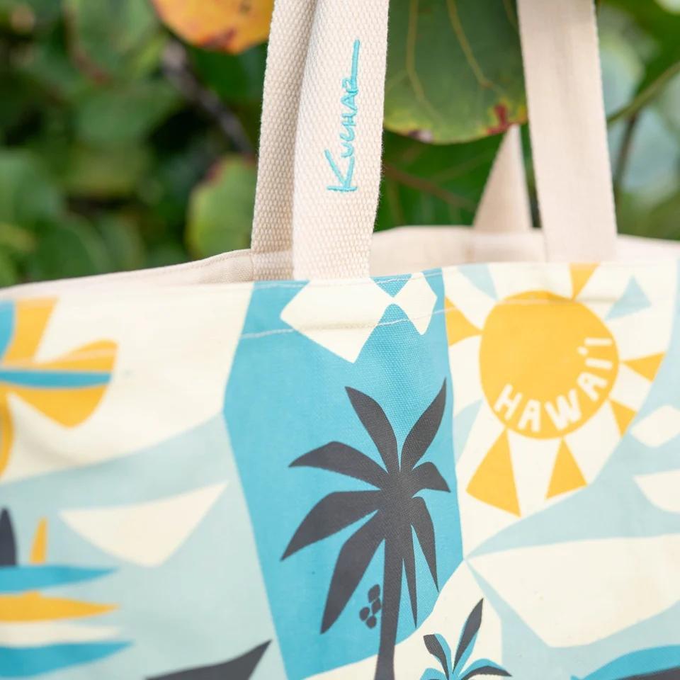 Island Life Canvas Beach Tote