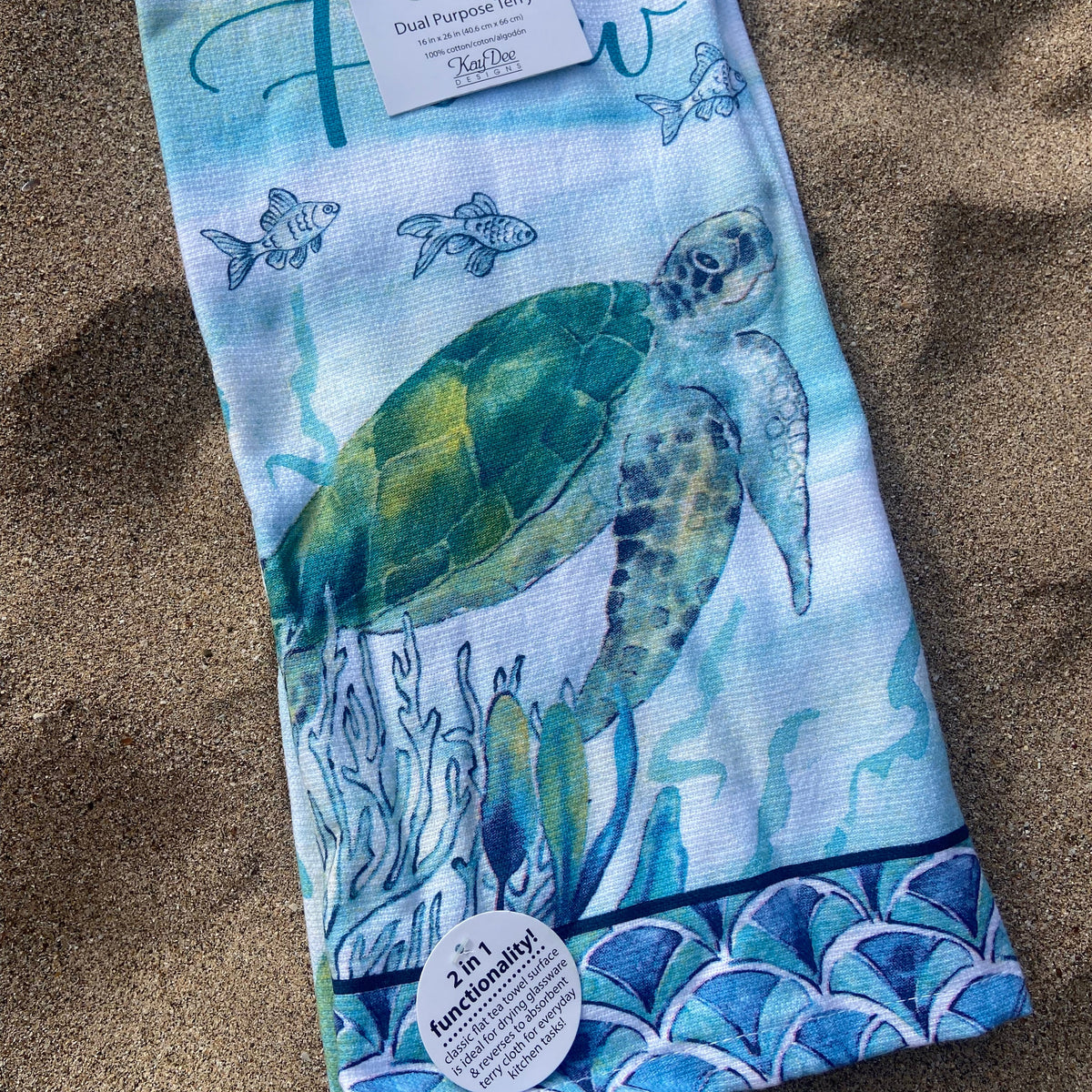 Go With The Flow Turtle Terry Cloth Towel