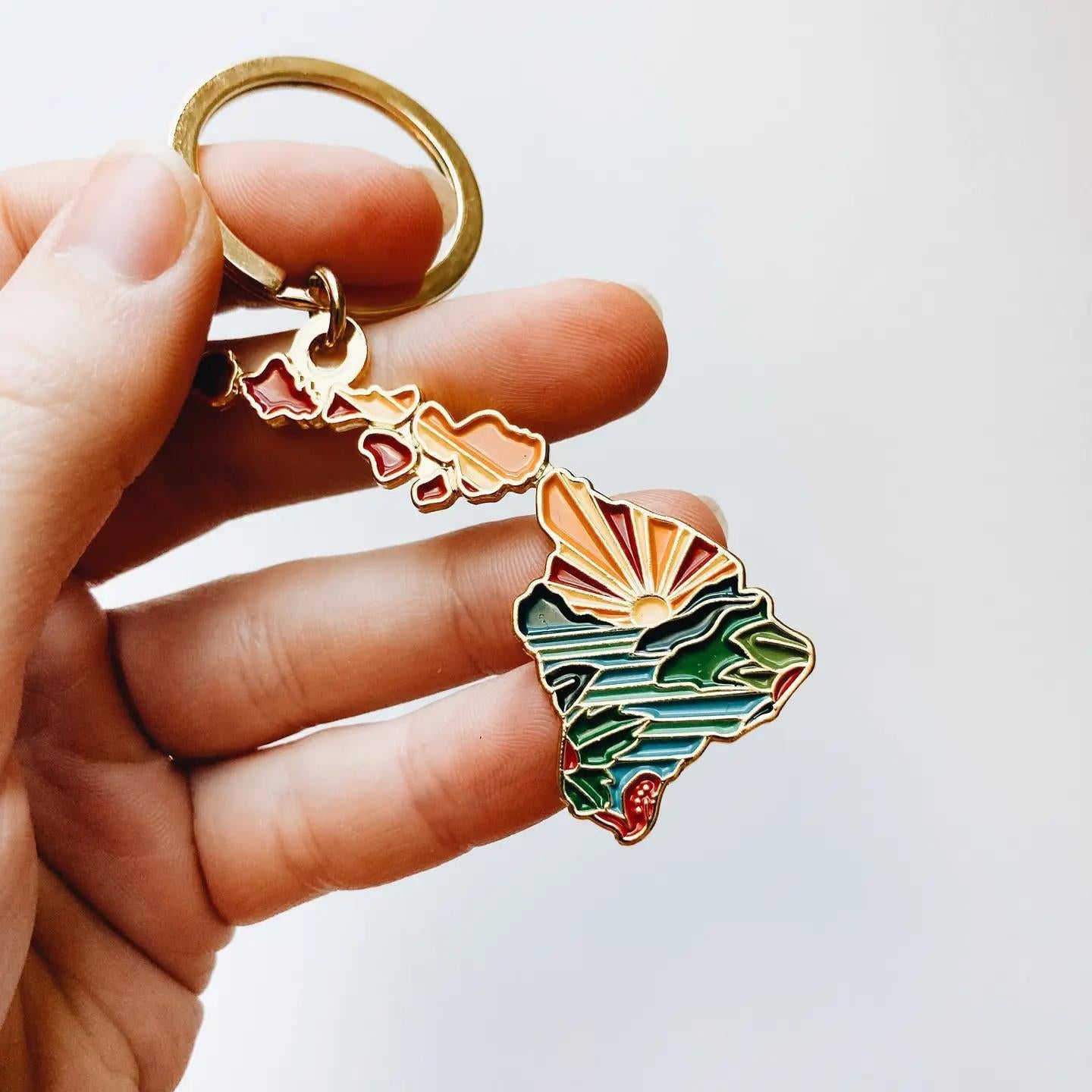 Hawaii God Enamel Keychain
