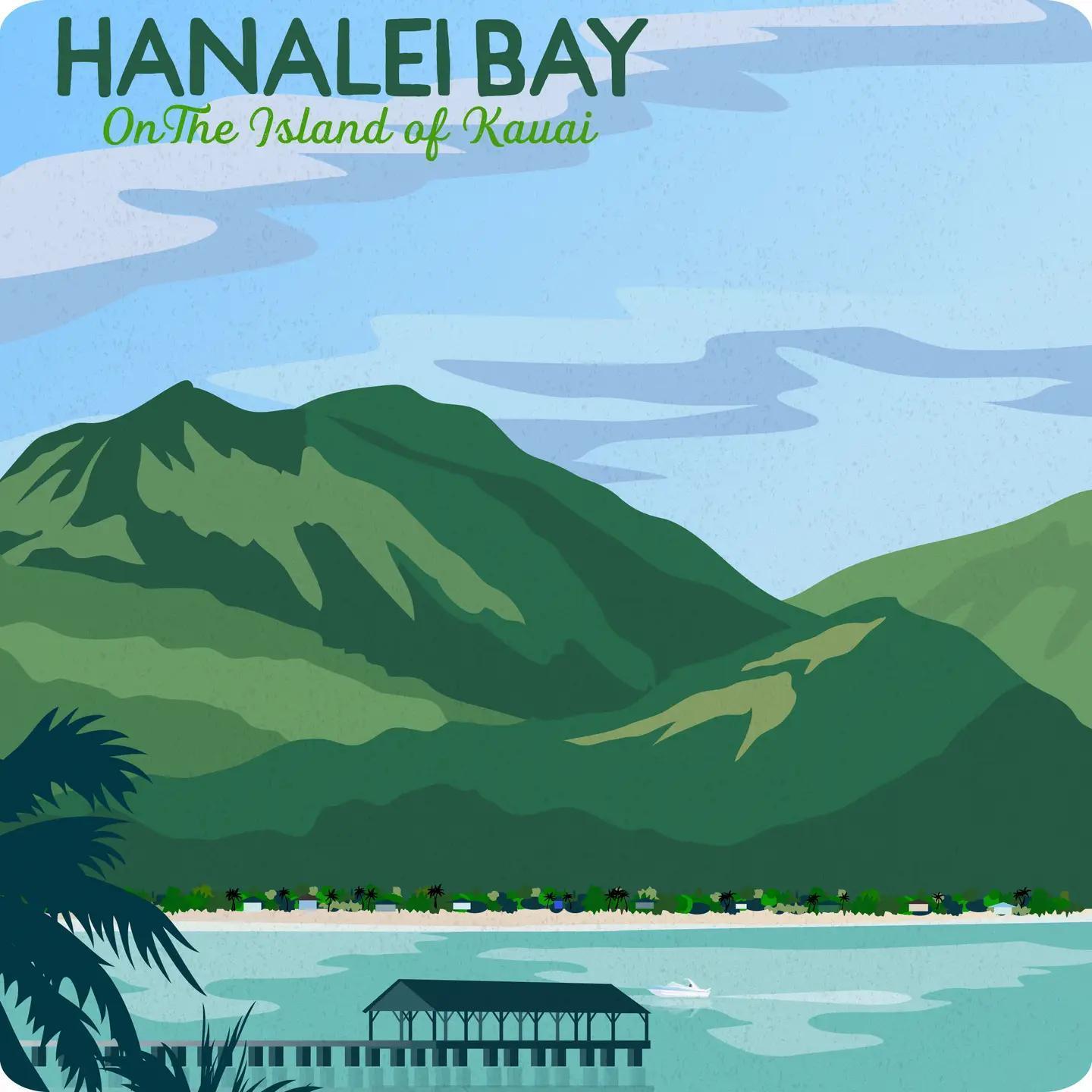 Hanalei Bay Wood Coaster