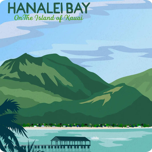 Hanalei Bay Wood Coaster